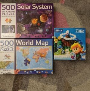 Solar System + World Map + Zelda 500pc puzzles